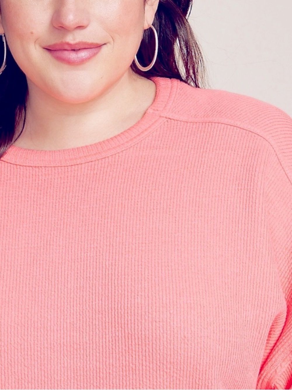 MAURICES WOMENS TEXTURED CREWNECK SWEATSHIRT PINK 1X - Picture 7 of 7